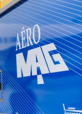 Zoom in on Aéro Mag's logo on the de-icing truck